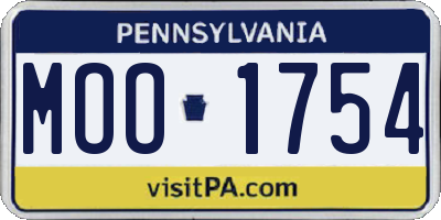 PA license plate MOO1754