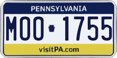 PA license plate MOO1755