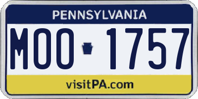 PA license plate MOO1757