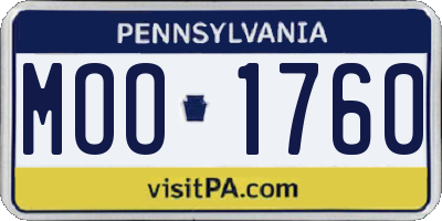 PA license plate MOO1760