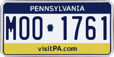 PA license plate MOO1761