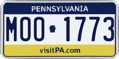 PA license plate MOO1773