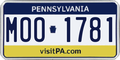 PA license plate MOO1781