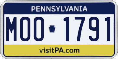 PA license plate MOO1791