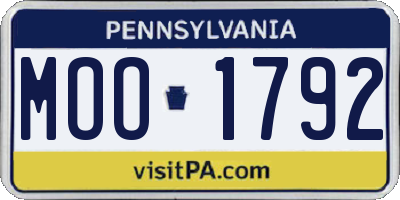 PA license plate MOO1792