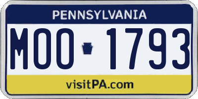 PA license plate MOO1793