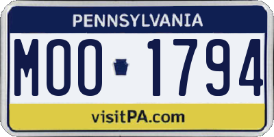 PA license plate MOO1794