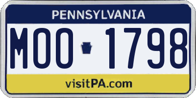 PA license plate MOO1798