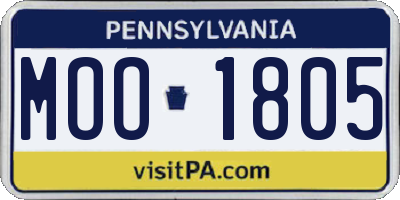 PA license plate MOO1805