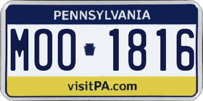 PA license plate MOO1816
