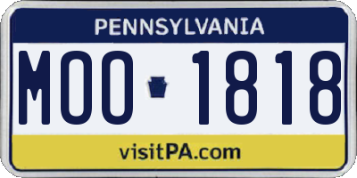 PA license plate MOO1818
