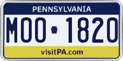 PA license plate MOO1820