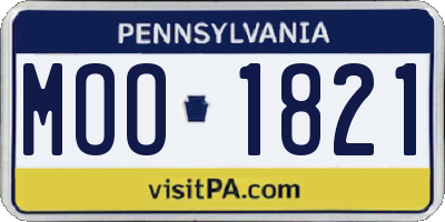 PA license plate MOO1821