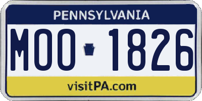 PA license plate MOO1826
