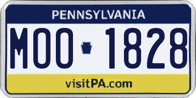 PA license plate MOO1828