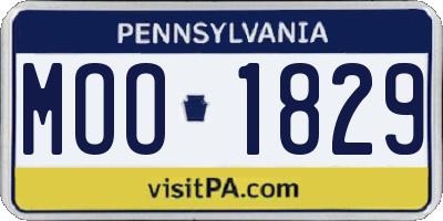 PA license plate MOO1829