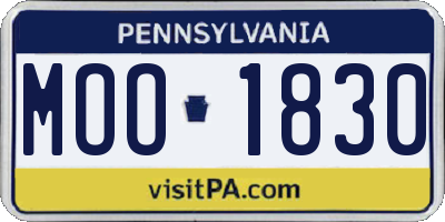 PA license plate MOO1830