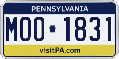 PA license plate MOO1831
