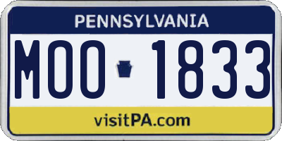 PA license plate MOO1833