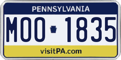 PA license plate MOO1835