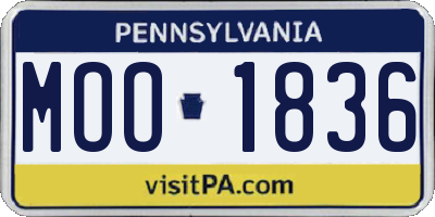 PA license plate MOO1836