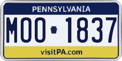 PA license plate MOO1837