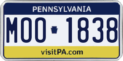 PA license plate MOO1838