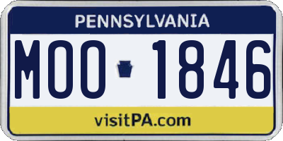 PA license plate MOO1846