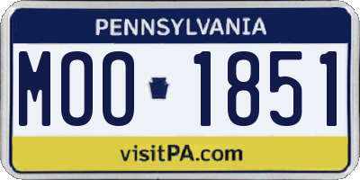 PA license plate MOO1851