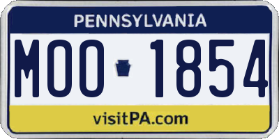 PA license plate MOO1854