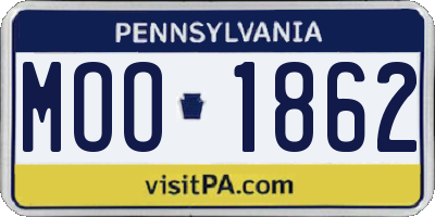PA license plate MOO1862