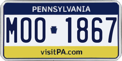 PA license plate MOO1867