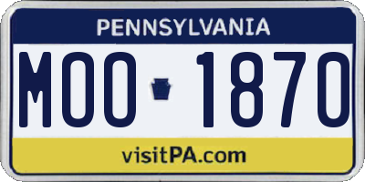 PA license plate MOO1870