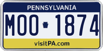 PA license plate MOO1874
