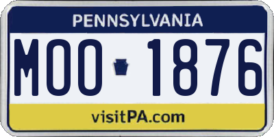 PA license plate MOO1876