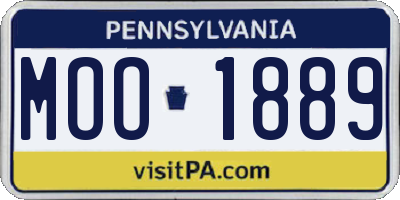PA license plate MOO1889