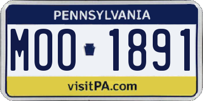 PA license plate MOO1891
