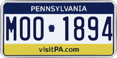 PA license plate MOO1894