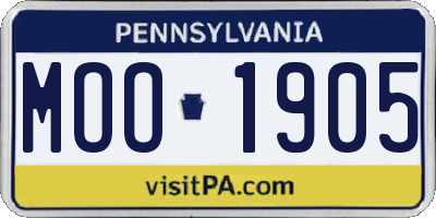 PA license plate MOO1905