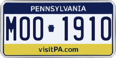 PA license plate MOO1910