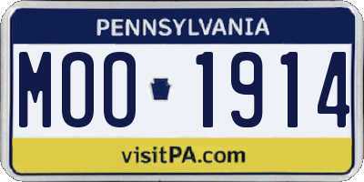 PA license plate MOO1914