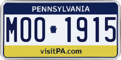 PA license plate MOO1915