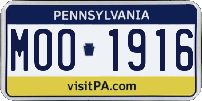 PA license plate MOO1916