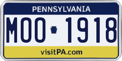 PA license plate MOO1918