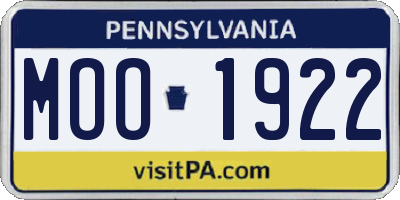 PA license plate MOO1922