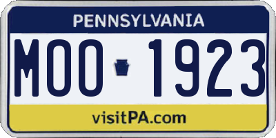 PA license plate MOO1923