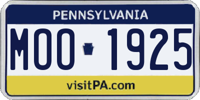 PA license plate MOO1925