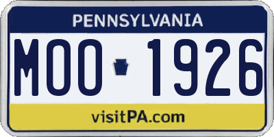 PA license plate MOO1926