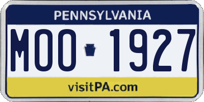PA license plate MOO1927