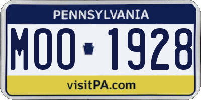 PA license plate MOO1928